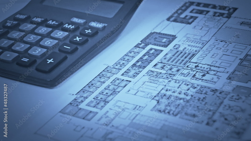 Blueprint. Track shot over a architecture blueprint. Blueprint. Track shot over a architecture blueprint.