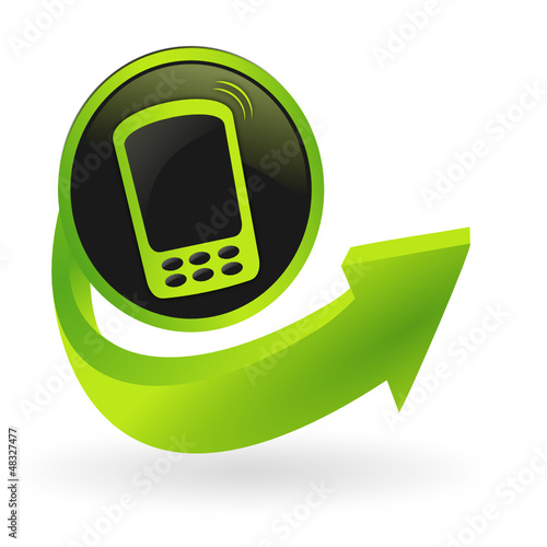 bouton smartphone flêche verte