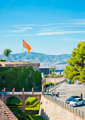 View of Castell de Montjuich  in Barcelona Spain
