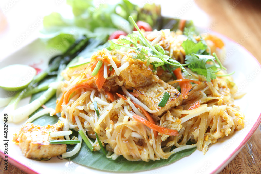 Thai food padthai fried noodle with shrimp Thai food padthai fried noodle with shrimp
