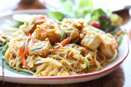 Thai food padthai fried noodle with shrimp