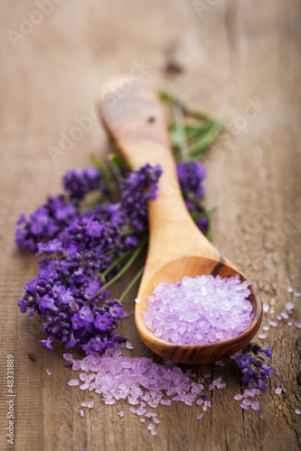 Canvas Print lavender salt for spa