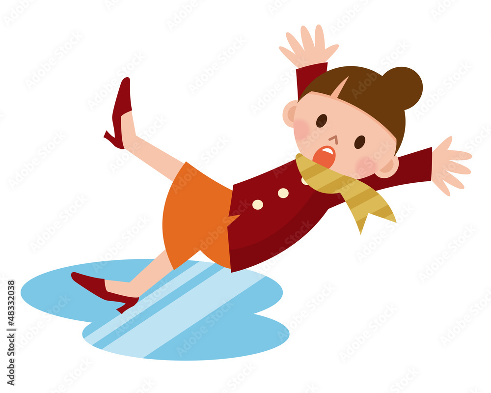 滑って転ぶ女性 Stock イラスト Adobe Stock