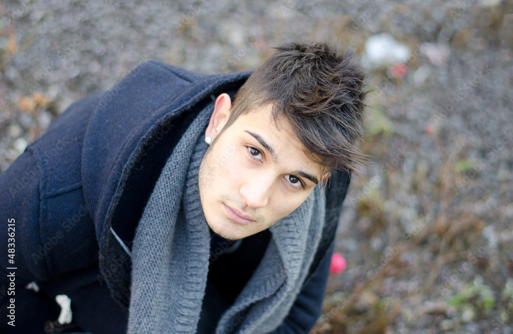 Attractive young man portrait shot from above Attractive young man portrait shot from above
