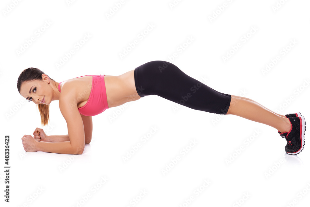 Smiling woman working out