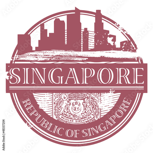 Stamp with the name of Singapore, vector