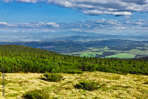 Fototapeta Naklejka Na Ścianę i Meble -  View from trail to the Pilsko Peak from Beskidy mountains Poland