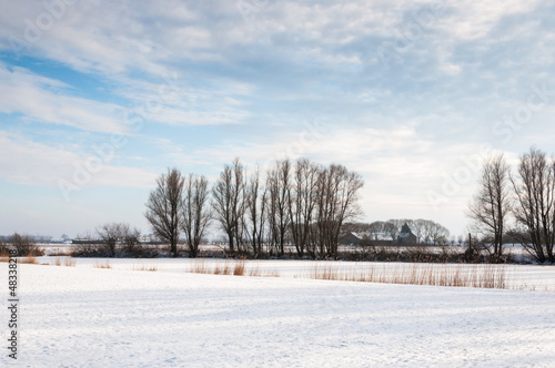 Snowy Dutch winter landscape