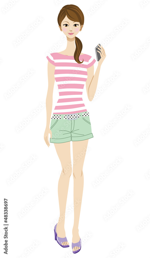 Young woman and Smartphone -casual- Young woman and Smartphone -casual-