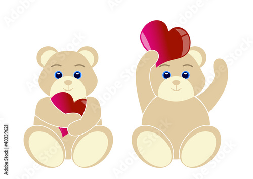 2 oursons avec coeur - serie 1 - Saint Valentin
