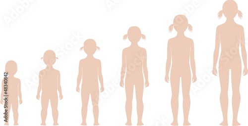 Vector illustration of woman-child's figure fron 1 to 10 years