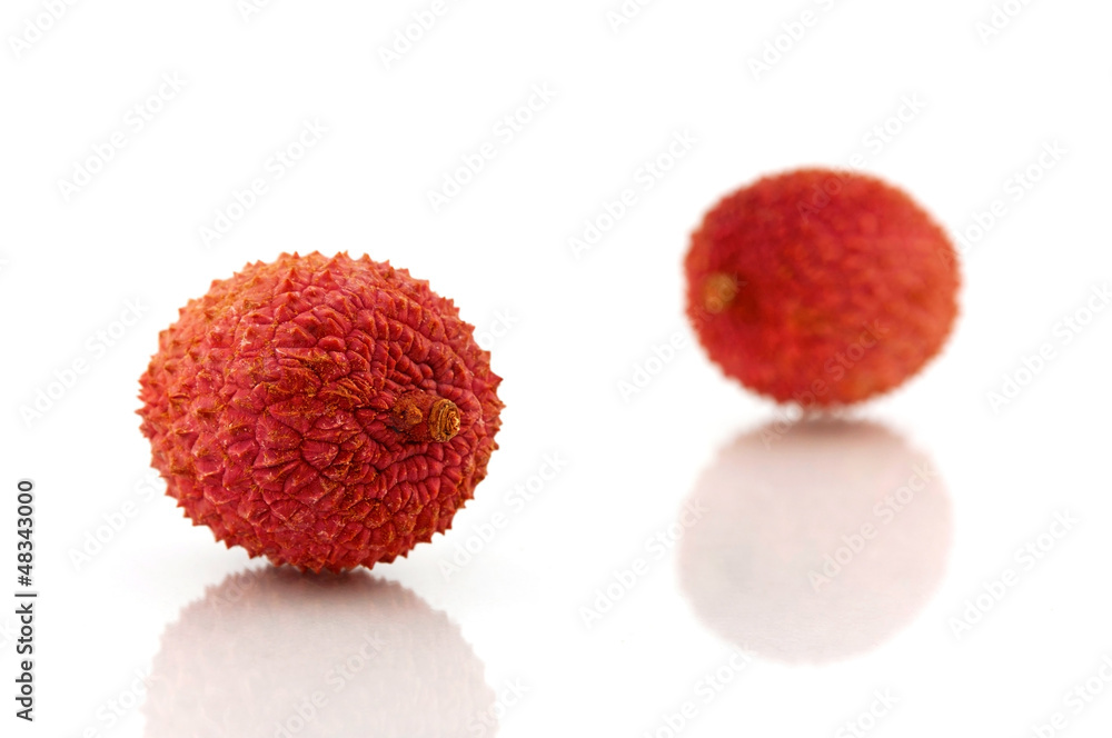 Lychee ( Litchi chinensis) isolalted on white background Lychee ( Litchi chinensis) isolalted on white background