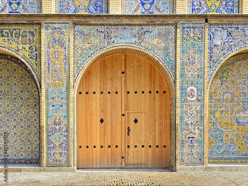 Renovated old gate, Golestan palace, Tehran, Iran photo