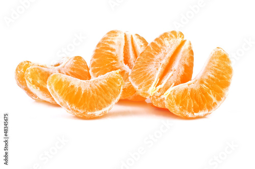 slices of tangerine, isolated on white background