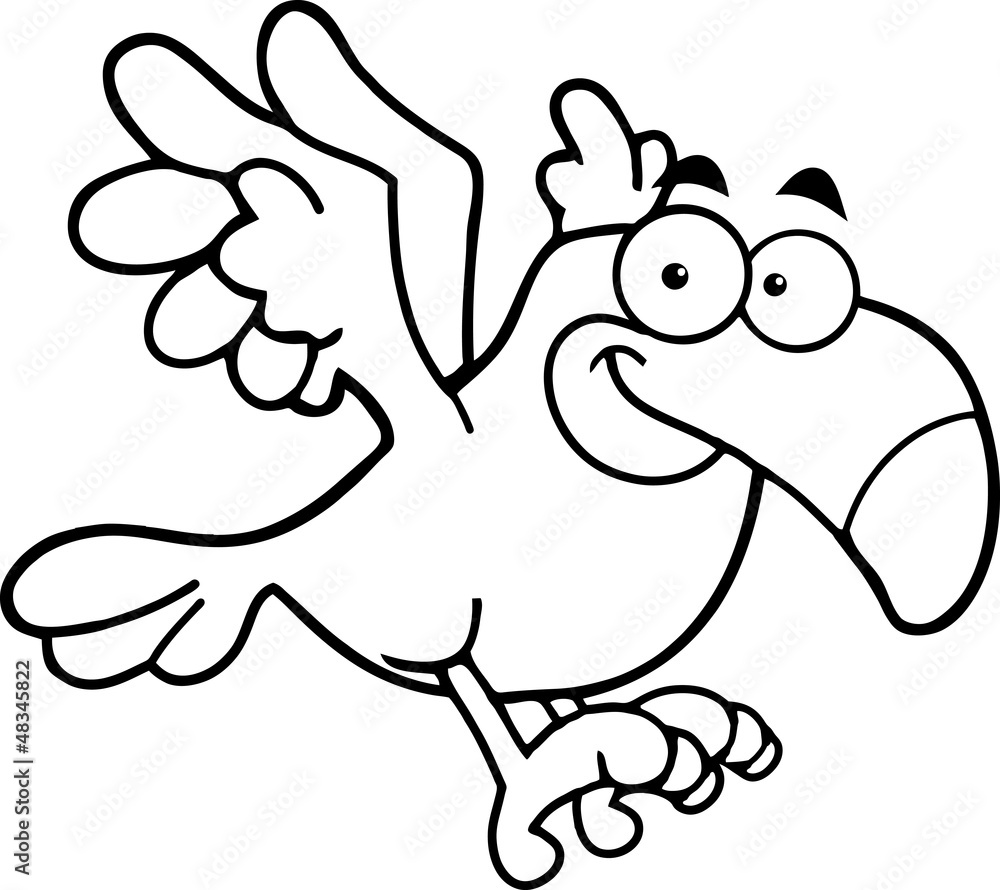 Outlined Parrot Cartoon Character Flying Outlined Parrot Cartoon Character Flying