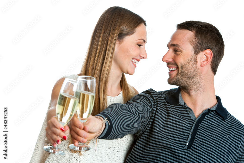 Cute couple making a toast with champagne. Cute couple making a toast with champagne.