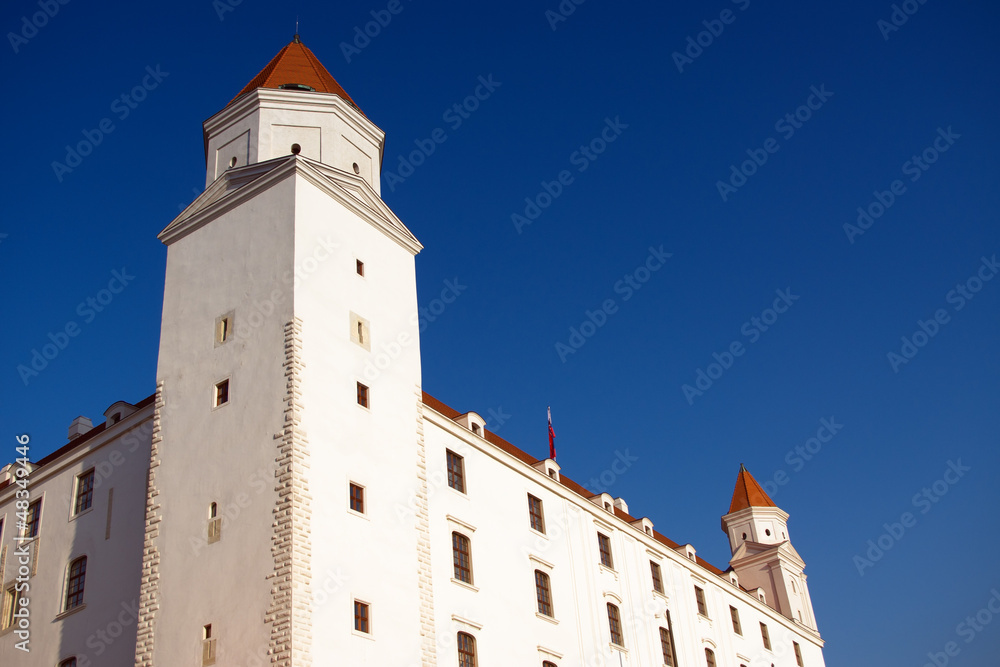 Bratislava caste close up over clear blue sky