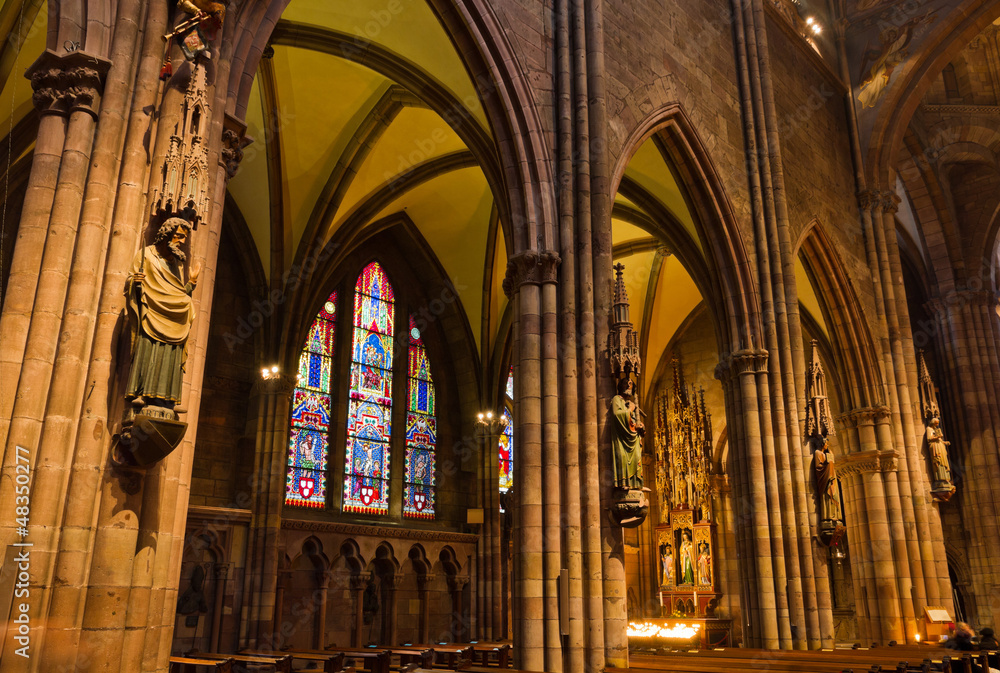Interior of church Freiburg Muenster, Germany