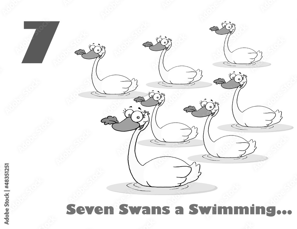Black And White Number Seven And Text By Swimming Swans Black And White Number Seven And Text By Swimming Swans
