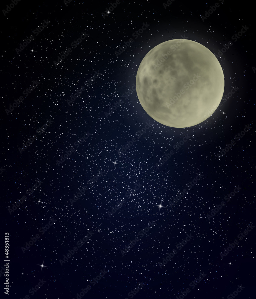 Dark blue sky with moon and stars Dark blue sky with moon and stars