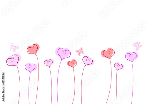 Floraison de coeurs avec papillons - Saint Valentin