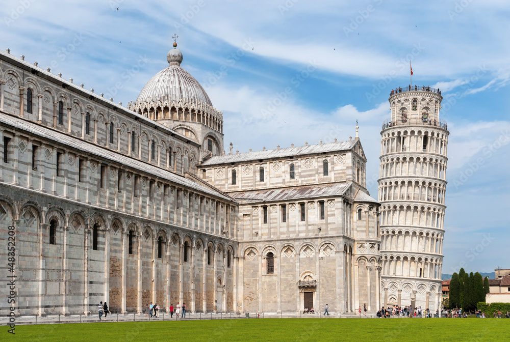 Tower and cathedral at the meadow of miracles, Pisa, Italy