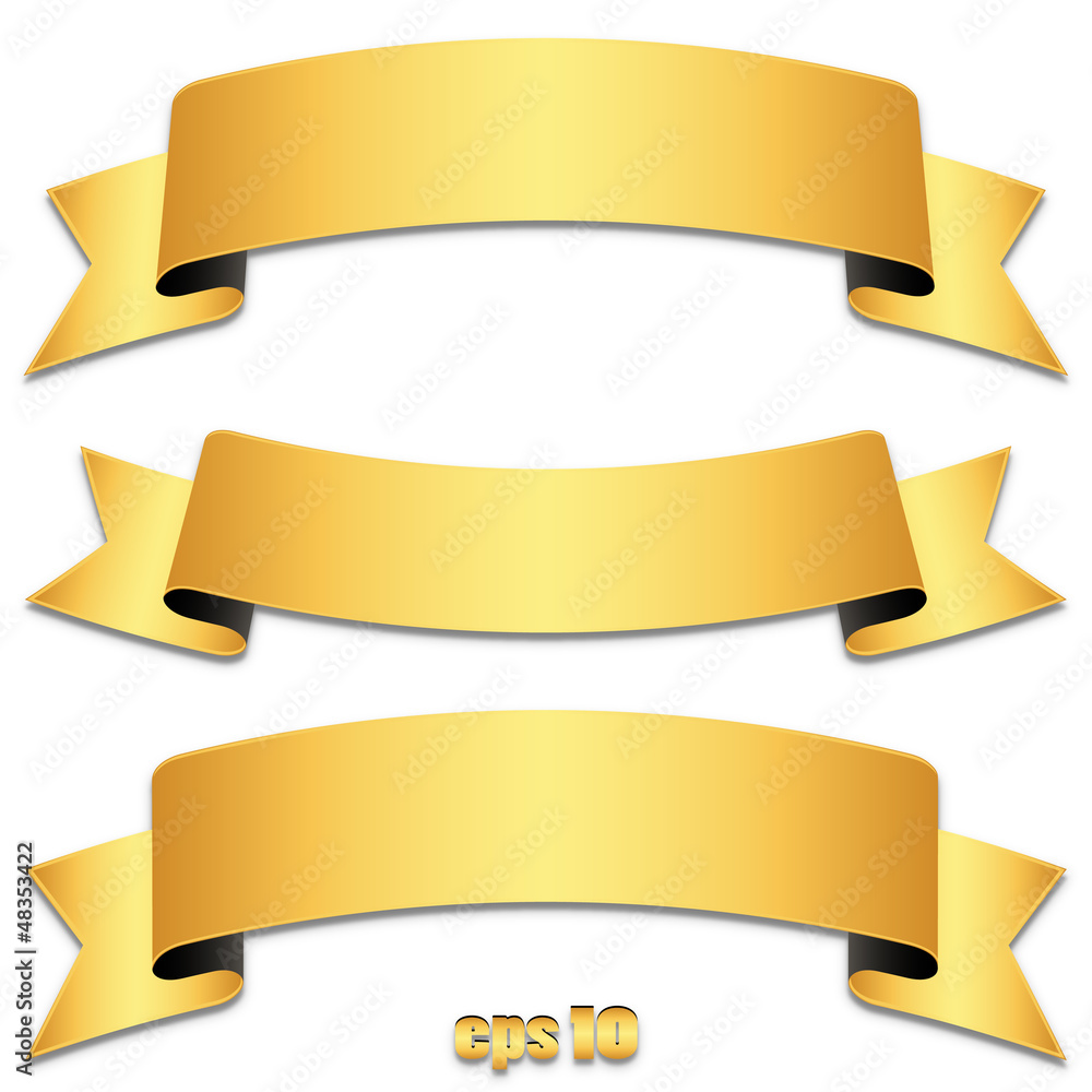 Set of gold ribbons, tapes - Goldene Banderole Sammlung Set of gold ribbons, tapes - Goldene Banderole Sammlung