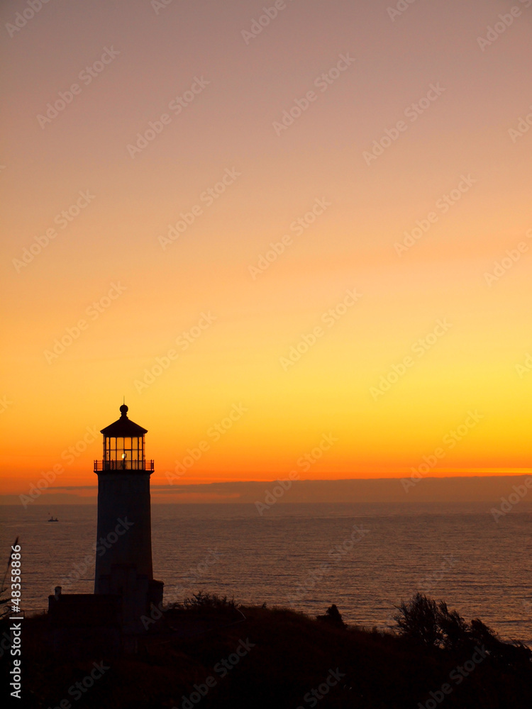 Lighthouse on the Washington Coast at Sunset