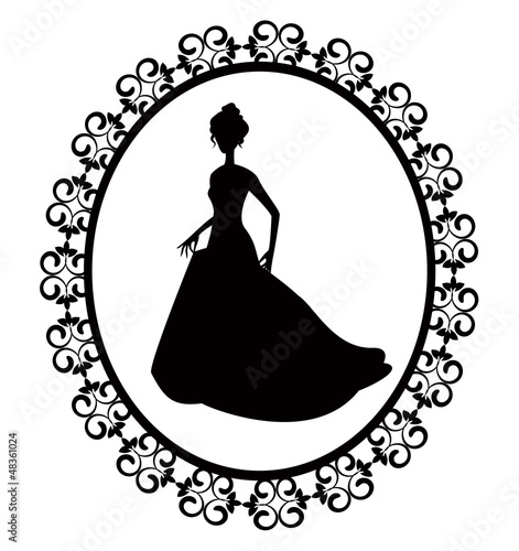 retro silhouette woman in frame