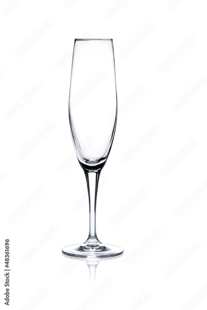 Cocktail glass set. Champagne empty glass on white