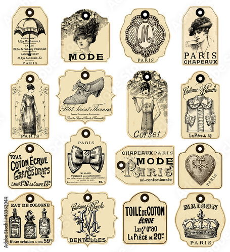 16 french retro labels photo