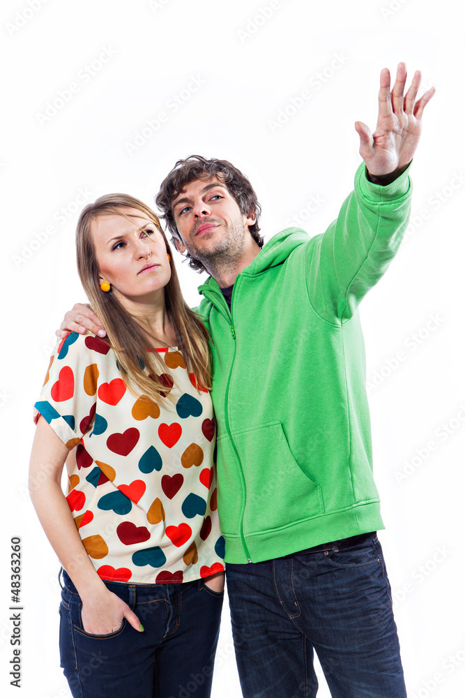 Couple pointing Couple pointing
