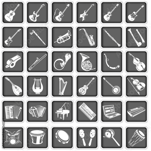 Music instruments squared icons