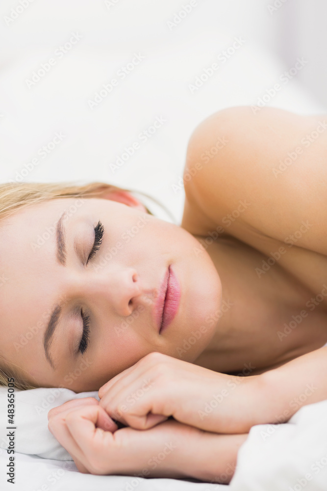Close-up of beautiful young woman sleeping