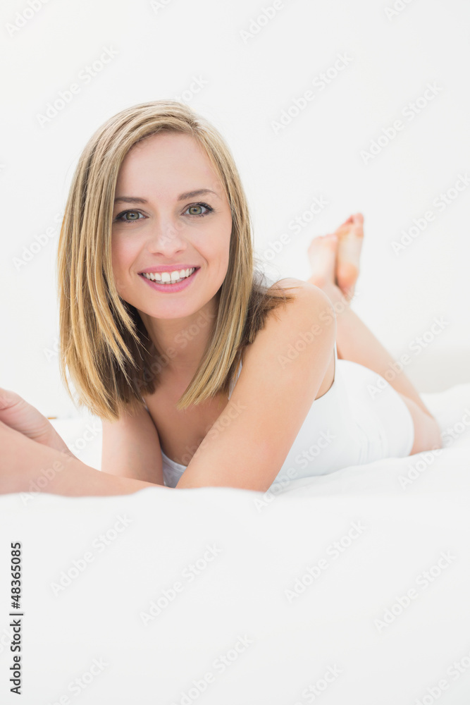 Portrait of beautiful happy woman in bed Portrait of beautiful happy woman in bed