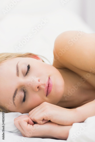 Close-up of beautiful young woman sleeping