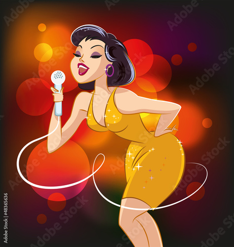 Disco woman with microphone