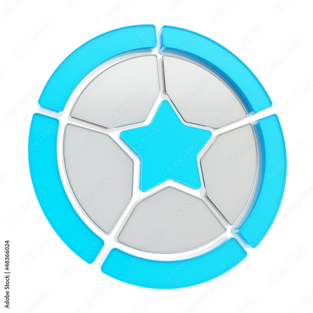 Five sector star emblem diagram isolated Five sector star emblem diagram isolated
