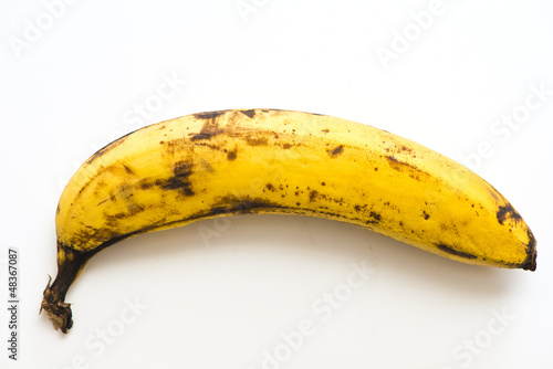 rotten banana on white