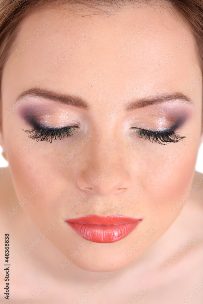 Beautiful female face with bright  make-up, close up