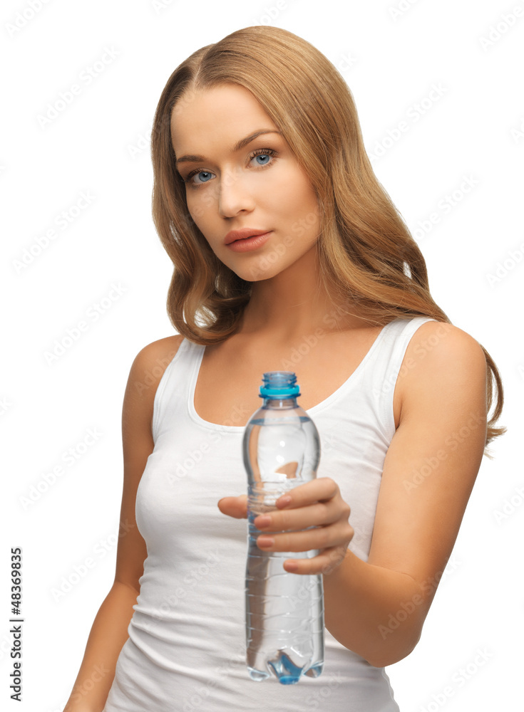 young beautiful woman with bottle of water young beautiful woman with bottle of water