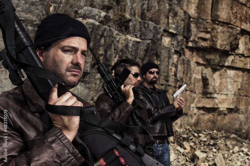Fototapeta premium gang members with guns