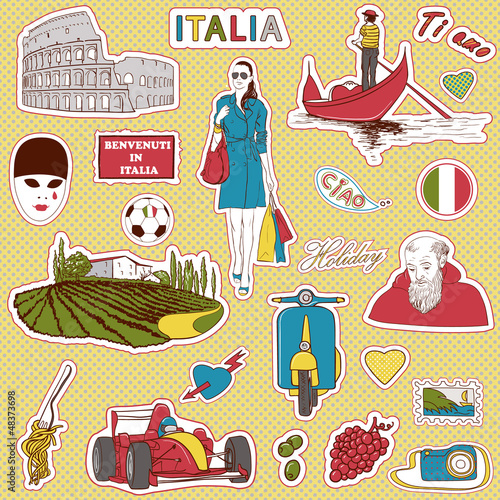 Italy travel icons
