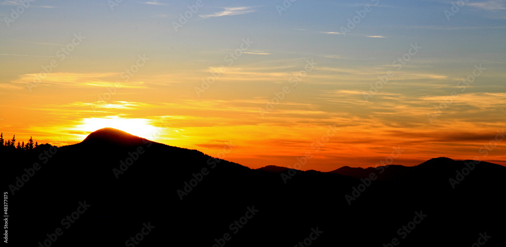 Beautiful sunset in Smrekovica, Slovakia