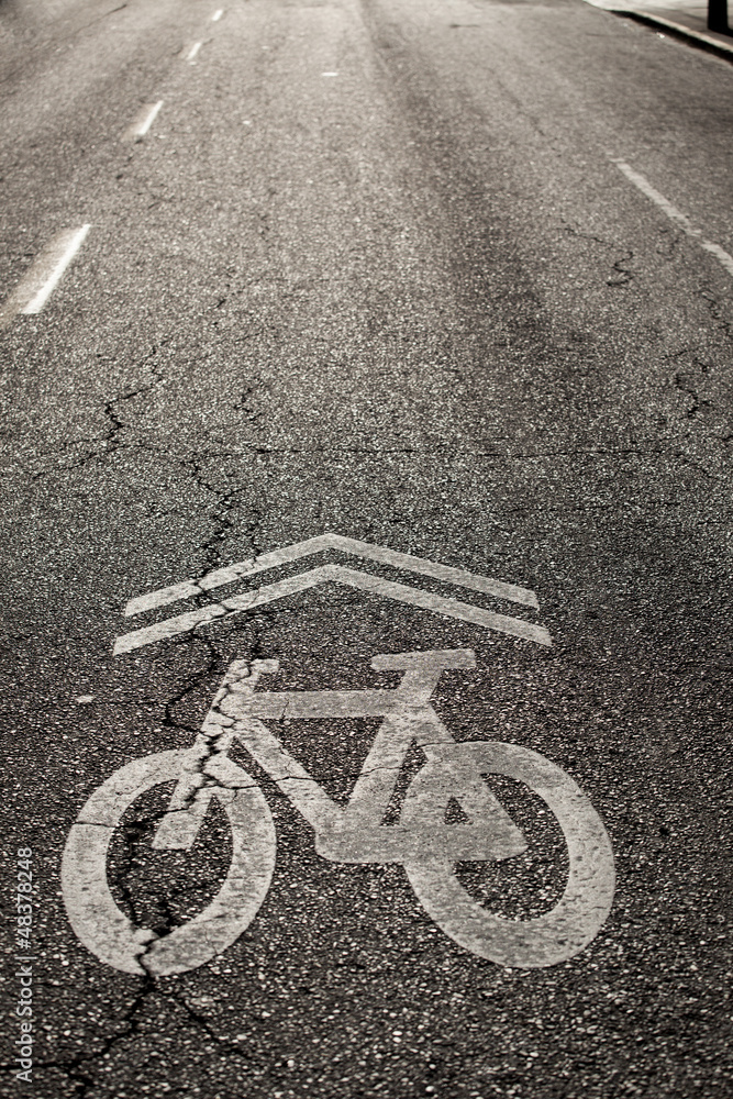 Bicycle Sign Painted on Street Bicycle Sign Painted on Street