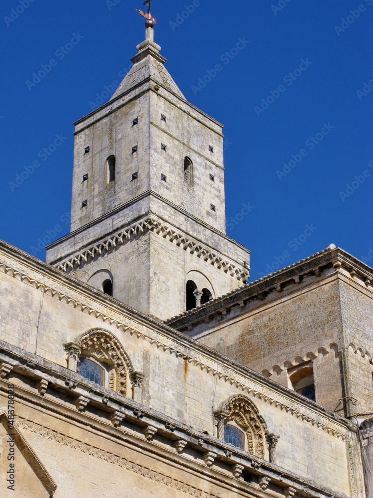 The tower of the cathedral of Matera in Italy