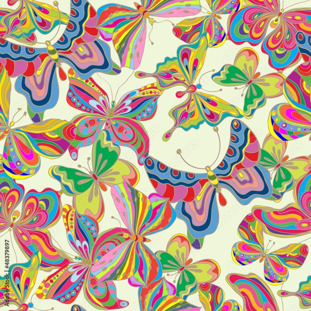 Seamless color butterfly background Seamless color butterfly background