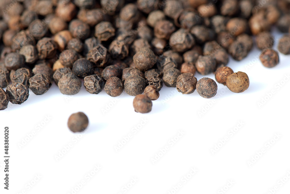 GRANOS DE PIMIENTA NEGRA. SOBRE FONDO BLANCO GRANOS DE PIMIENTA NEGRA. SOBRE FONDO BLANCO
