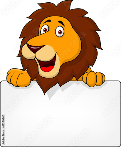 Fototapeta Naklejka Na Ścianę i Meble -  Lion with blank sign