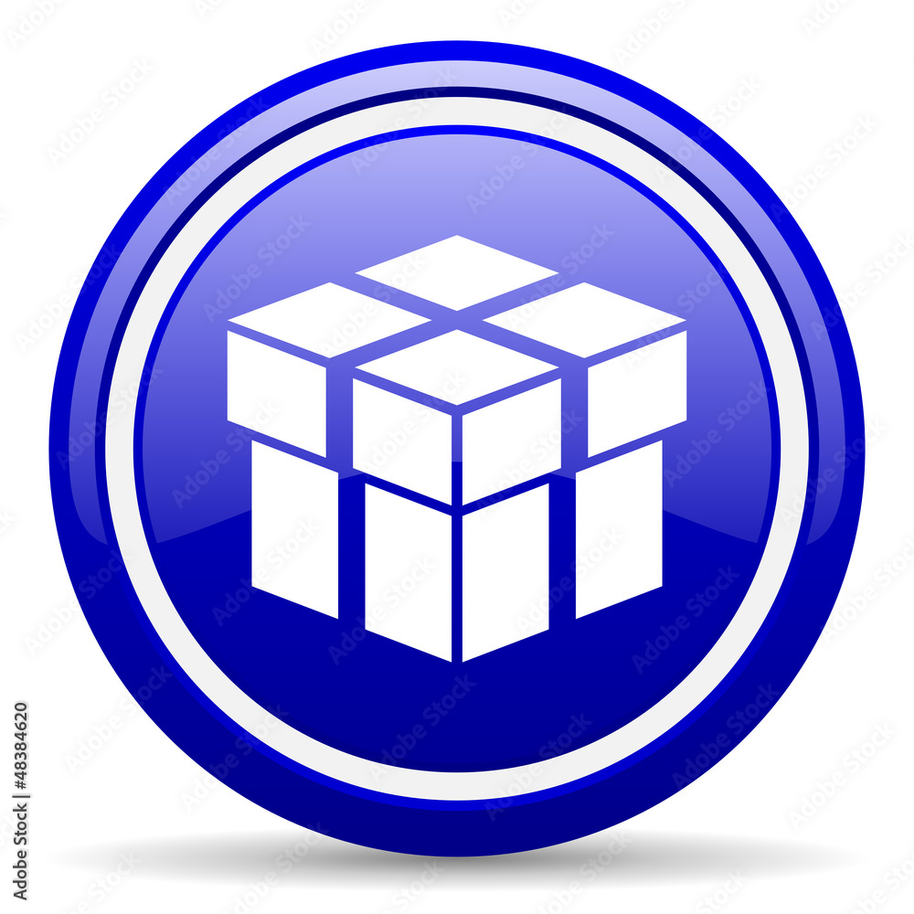 box blue glossy icon on white background
